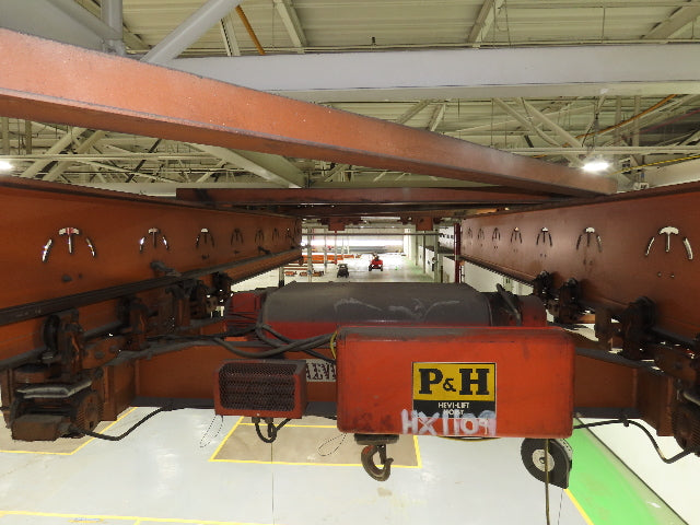 Cleveland Tramrail P&H 6 Ton Double Girder Underhung Bridge Crane 45' 10" Span