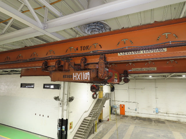 Cleveland Tramrail P&H 6 Ton Double Girder Underhung Bridge Crane 45' 10" Span
