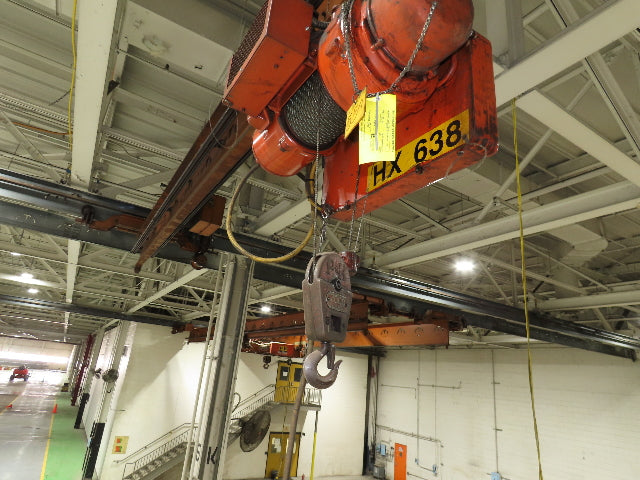 Cleveland Tramrail P&H 1 Ton Single Girder Underhung Bridge Crane 45' 10" Span