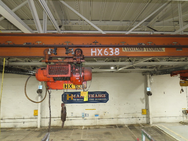 Cleveland Tramrail P&H 1 Ton Single Girder Underhung Bridge Crane 45' 10" Span