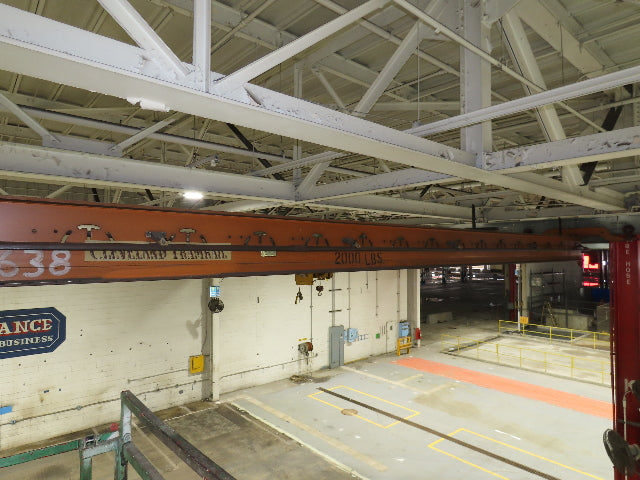 Cleveland Tramrail P&H 1 Ton Single Girder Underhung Bridge Crane 45' 10" Span