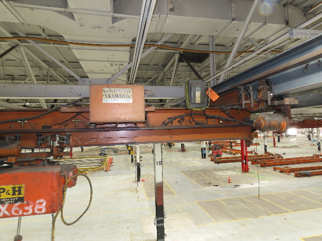Cleveland Tramrail P&H 1 Ton Single Girder Underhung Bridge Crane 45' 10" Span