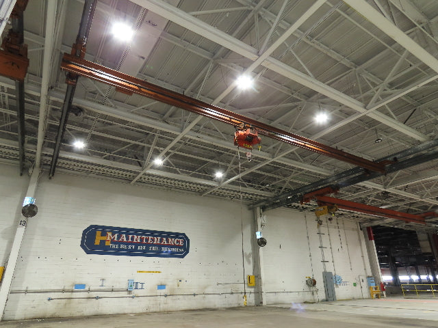 Cleveland Tramrail P&H 1 Ton Single Girder Underhung Bridge Crane 45' 10" Span