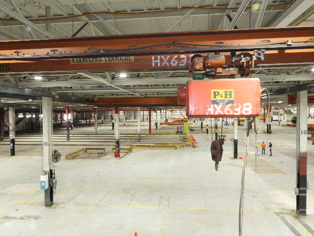 Cleveland Tramrail P&H 1 Ton Single Girder Underhung Bridge Crane 45' 10" Span