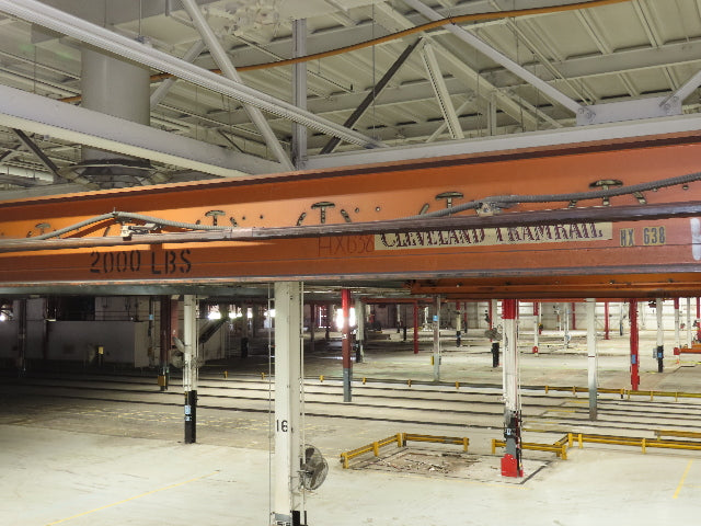 Cleveland Tramrail P&H 1 Ton Single Girder Underhung Bridge Crane 45' 10" Span