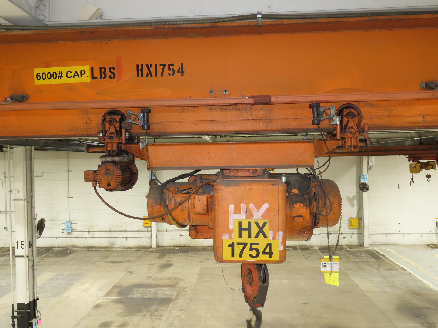 Cleveland Tramrail P&H 3 Ton Single Girder Underhung Bridge Crane 45' 10" Span