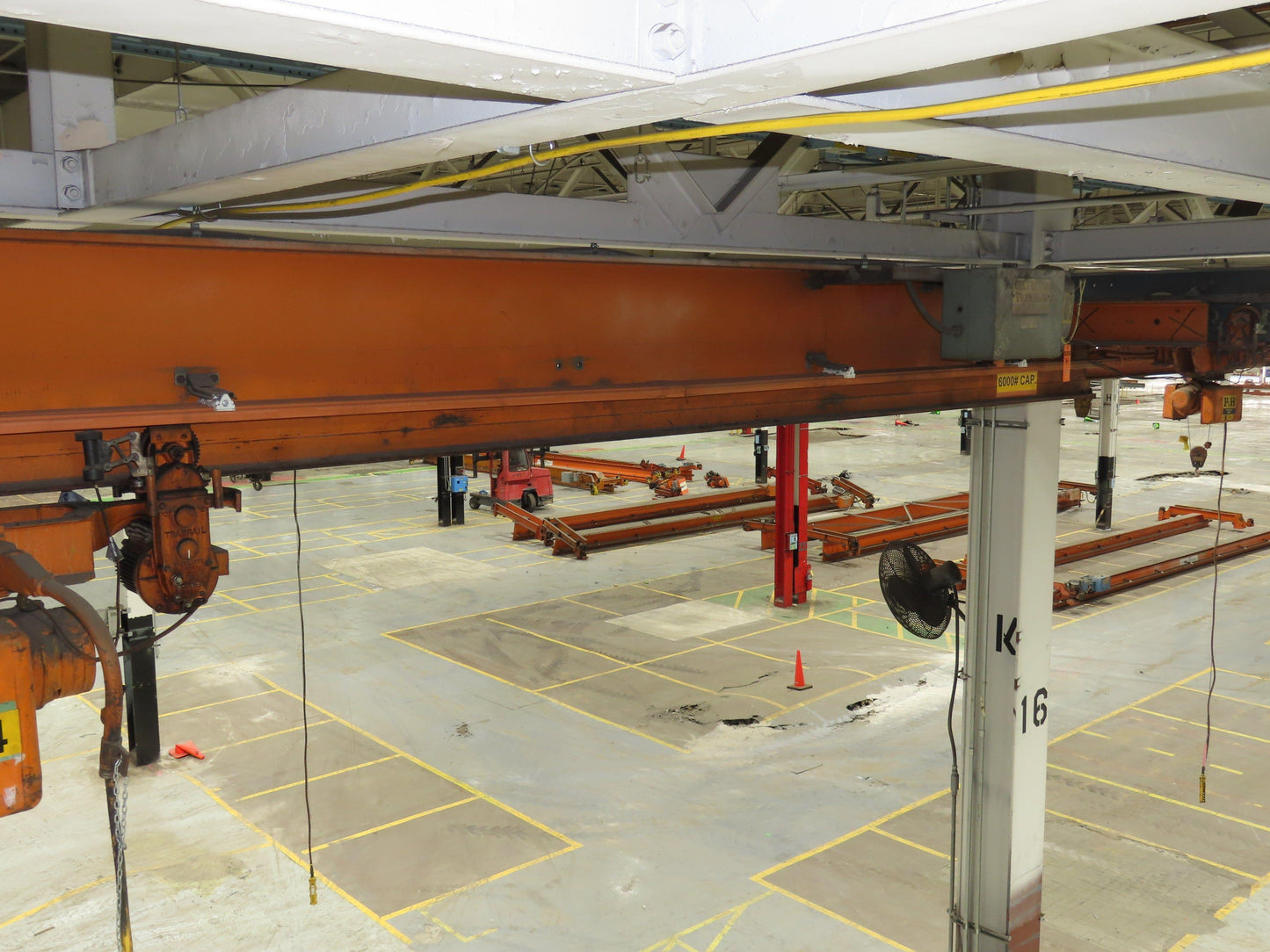 Cleveland Tramrail P&H 3 Ton Single Girder Underhung Bridge Crane 45' 10" Span