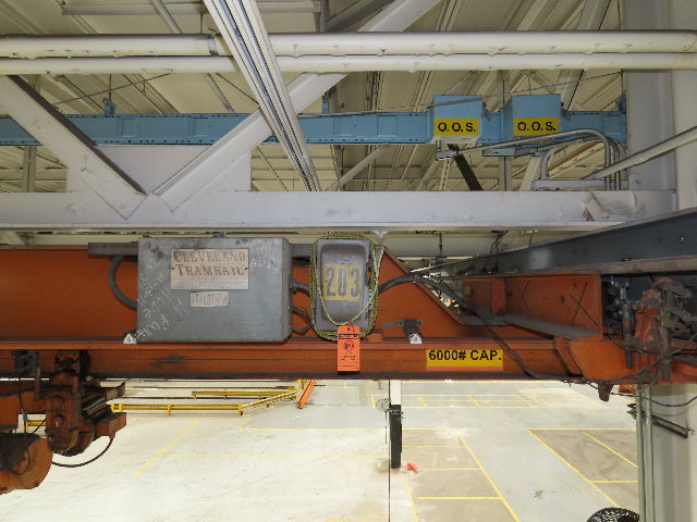 Cleveland Tramrail P&H 3 Ton Single Girder Underhung Bridge Crane 45' 10" Span