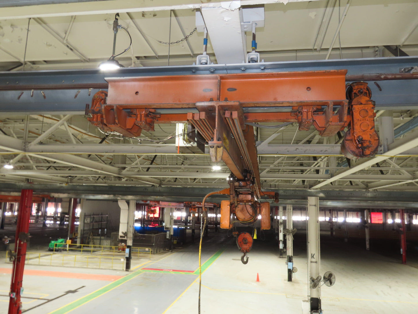 Cleveland Tramrail P&H 3 Ton Single Girder Underhung Bridge Crane 45' 10" Span