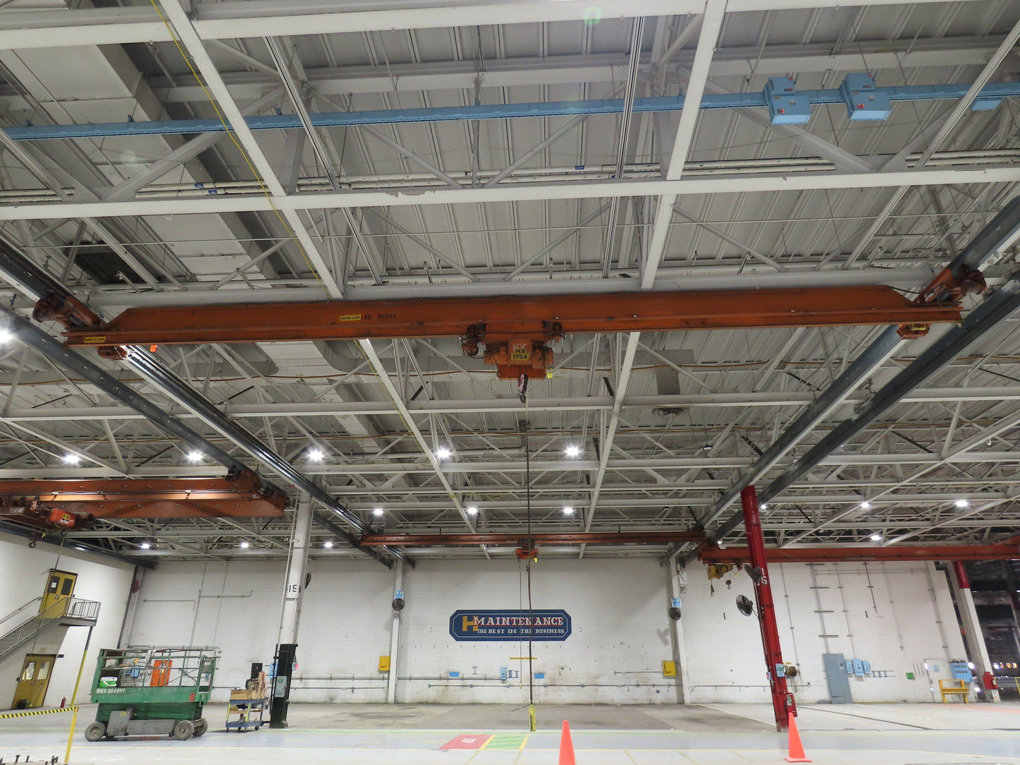 Cleveland Tramrail P&H 3 Ton Single Girder Underhung Bridge Crane 45' 10" Span