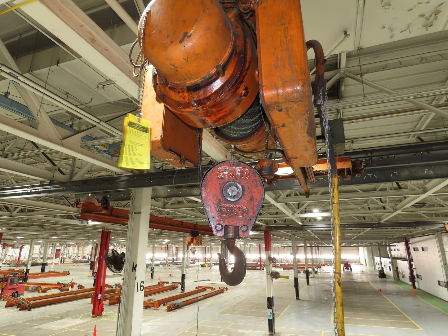 Cleveland Tramrail P&H 3 Ton Single Girder Underhung Bridge Crane 45' 10" Span