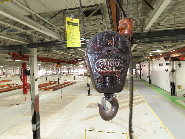 Cleveland Tramrail P&H 1 Ton Single Girder Underhung Bridge Crane 45' 10" Span