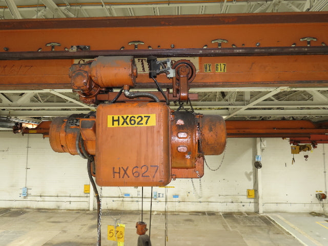 Cleveland Tramrail P&H 1 Ton Single Girder Underhung Bridge Crane 45' 10" Span