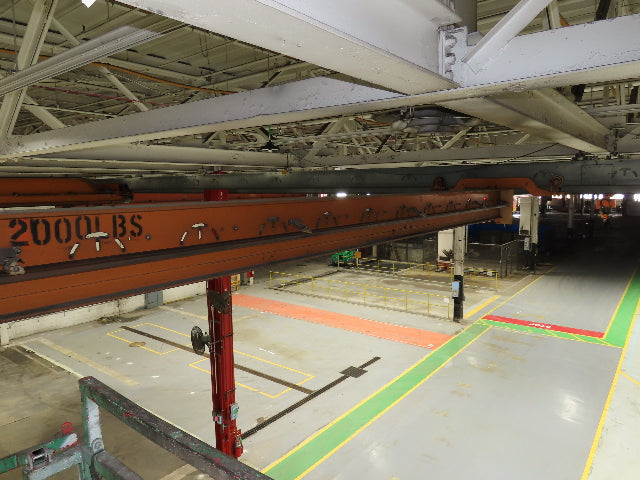 Cleveland Tramrail P&H 1 Ton Single Girder Underhung Bridge Crane 45' 10" Span