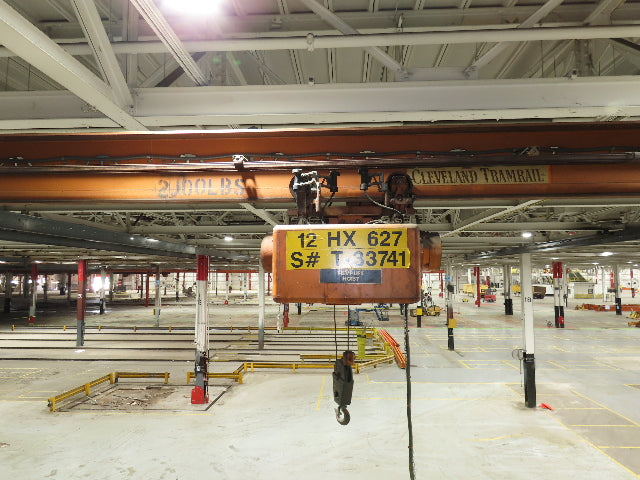 Cleveland Tramrail P&H 1 Ton Single Girder Underhung Bridge Crane 45' 10" Span