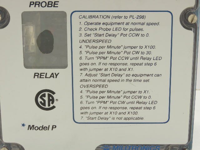 Milltronics Model P Motion Failure Alarm-4 115VAC 10A