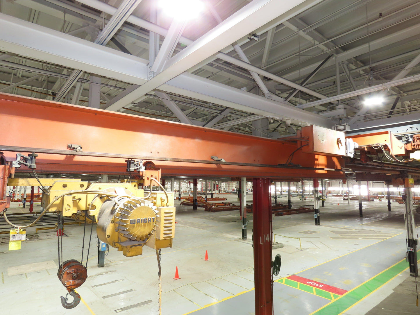 Cleveland Tramrail 3 Ton Underhung Bridge Crane 45' 10" Span Acco Wright Hoist