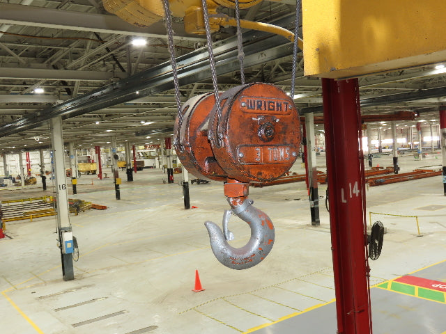 Cleveland Tramrail 3 Ton Underhung Bridge Crane 45' 10" Span Acco Wright Hoist
