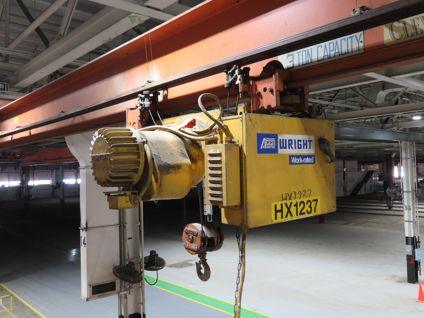 Cleveland Tramrail 3 Ton Underhung Bridge Crane 45' 10" Span Acco Wright Hoist