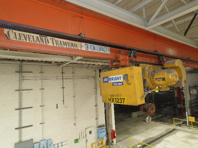 Cleveland Tramrail 3 Ton Underhung Bridge Crane 45' 10" Span Acco Wright Hoist
