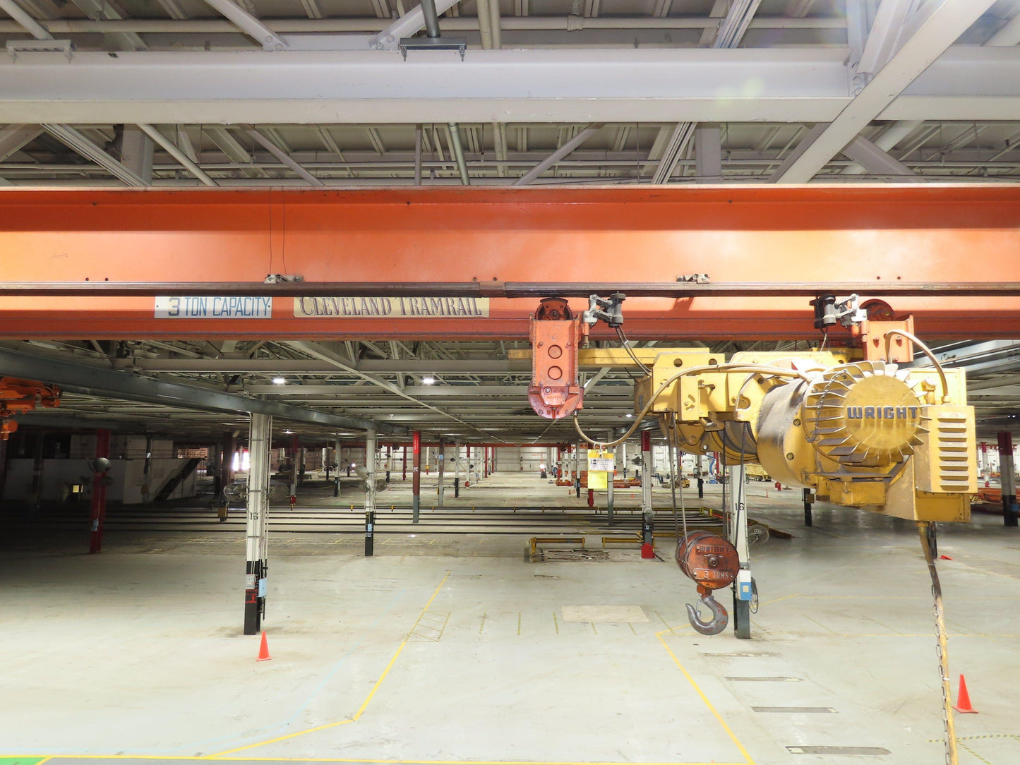 Cleveland Tramrail 3 Ton Underhung Bridge Crane 45' 10" Span Acco Wright Hoist