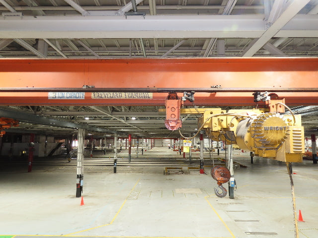 Cleveland Tramrail 3 Ton Underhung Bridge Crane 45' 10" Span Acco Wright Hoist