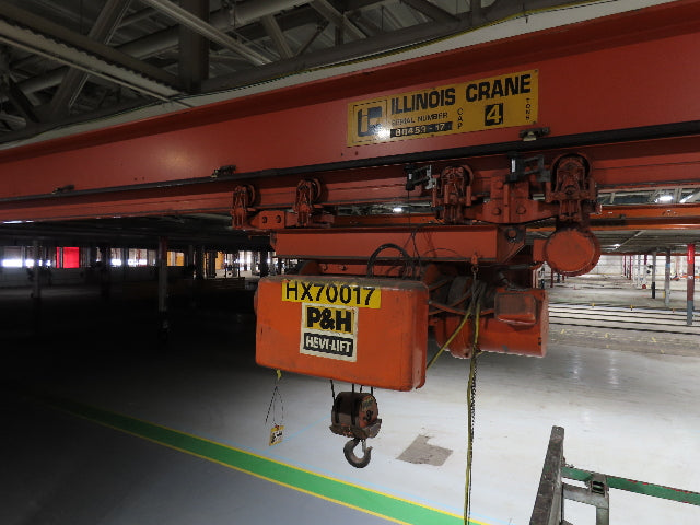 Cleveland Tramrail P&H 4 Ton Single Girder Underhung Bridge Crane 45' 10" Span