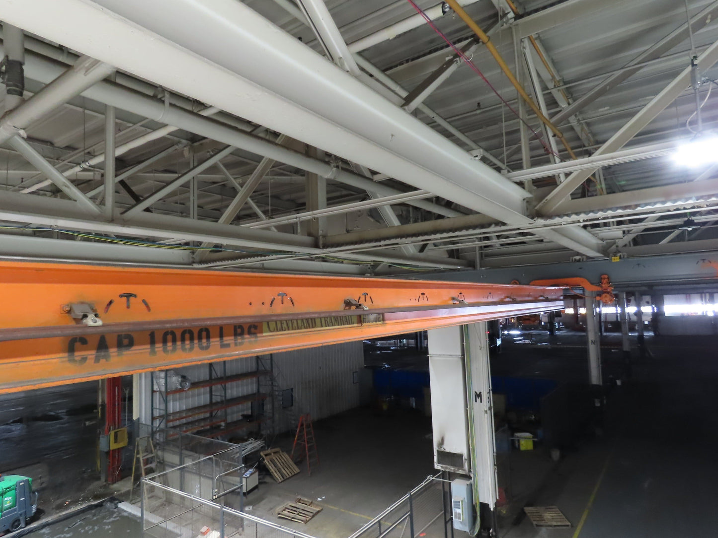 Cleveland Tramrail P&H 1/2 Ton Single Girder Underhung Bridge Crane 45' 10" Span