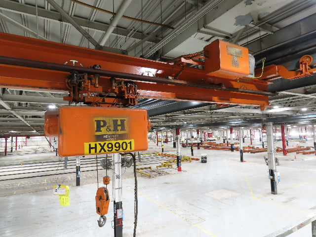 Cleveland Tramrail P&H 1/2 Ton Single Girder Underhung Bridge Crane 45' 10" Span