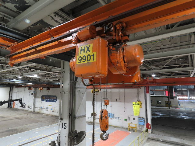 Cleveland Tramrail P&H 1/2 Ton Single Girder Underhung Bridge Crane 45' 10" Span