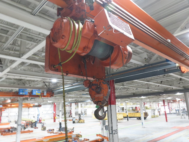 Cleveland Tramrail P&H 2 Ton Single Girder Underhung Bridge Crane 45' 10" Span