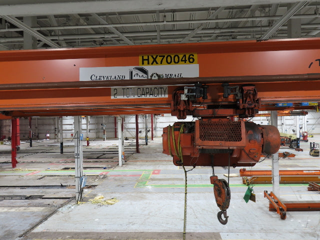 Cleveland Tramrail P&H 2 Ton Single Girder Underhung Bridge Crane 45' 10" Span
