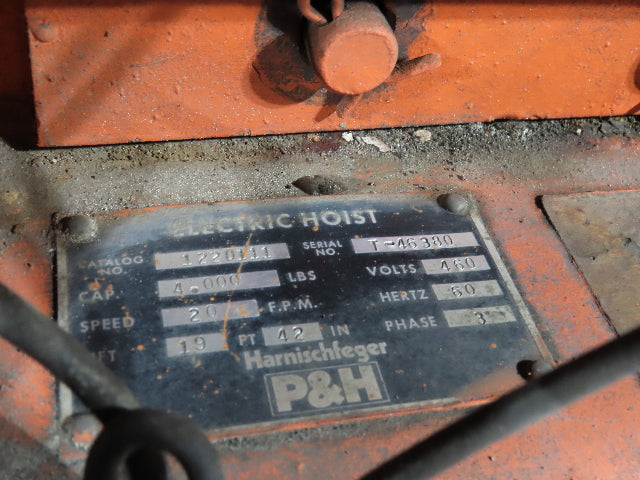 Cleveland Tramrail P&H 2 Ton Single Girder Underhung Bridge Crane 45' 10" Span