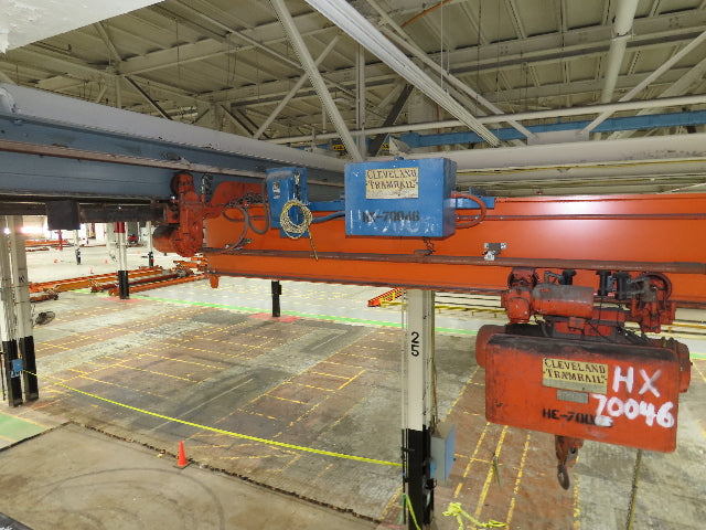 Cleveland Tramrail P&H 2 Ton Single Girder Underhung Bridge Crane 45' 10" Span