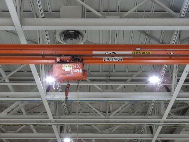 Cleveland Tramrail P&H 2 Ton Single Girder Underhung Bridge Crane 45' 10" Span