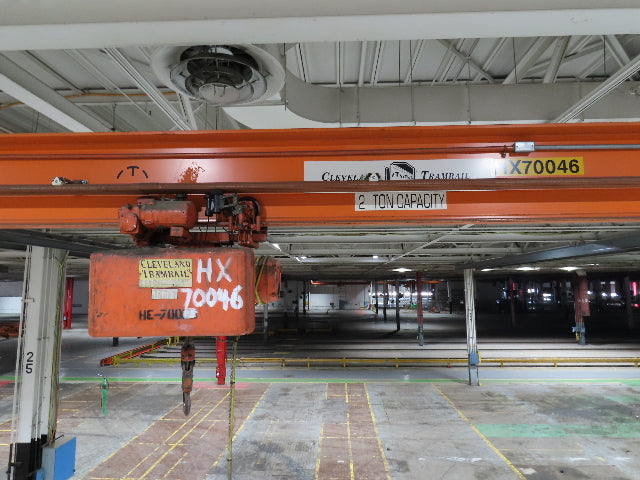 Cleveland Tramrail P&H 2 Ton Single Girder Underhung Bridge Crane 45' 10" Span