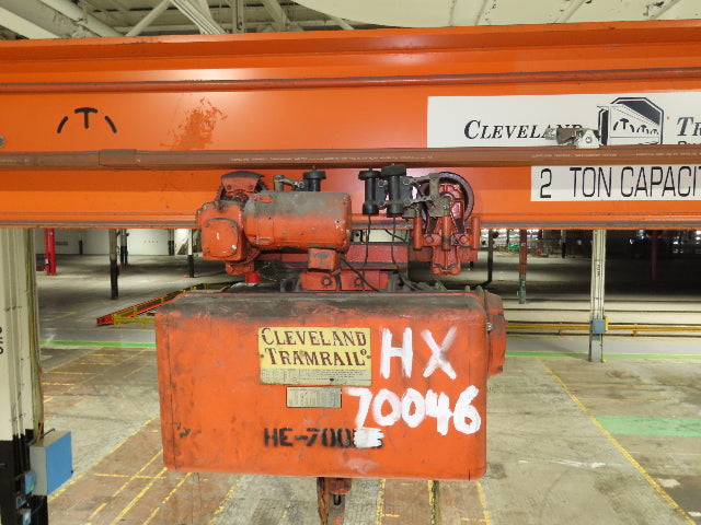 Cleveland Tramrail P&H 2 Ton Single Girder Underhung Bridge Crane 45' 10" Span
