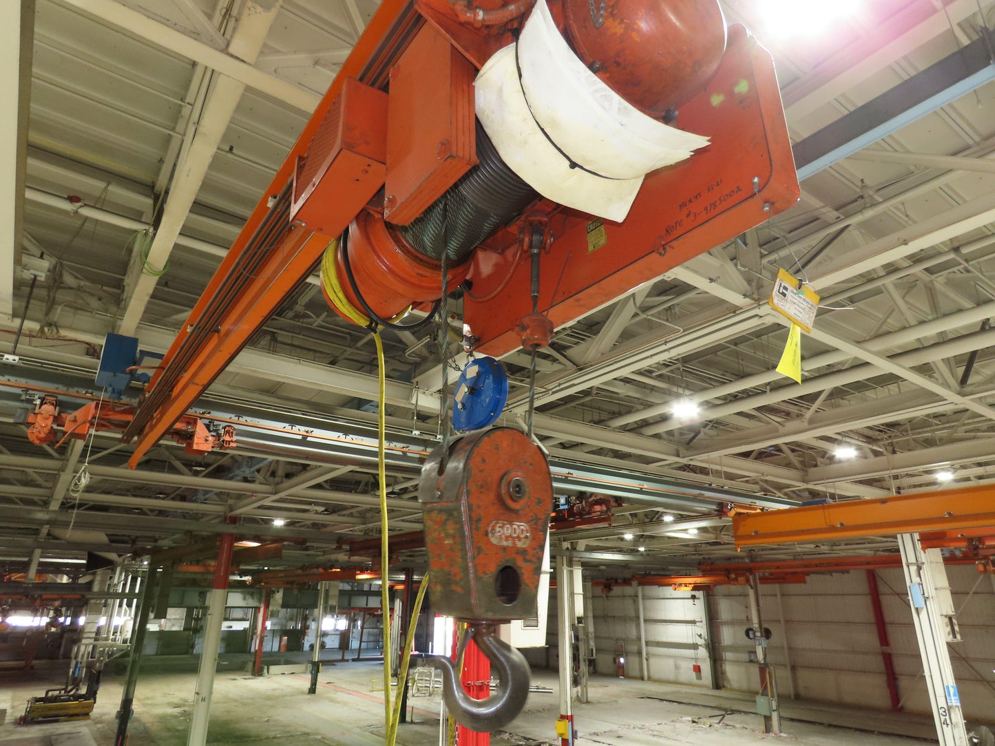 Cleveland Tramrail P&H 3 Ton Single Girder Underhung Bridge Crane 45' 10" Span