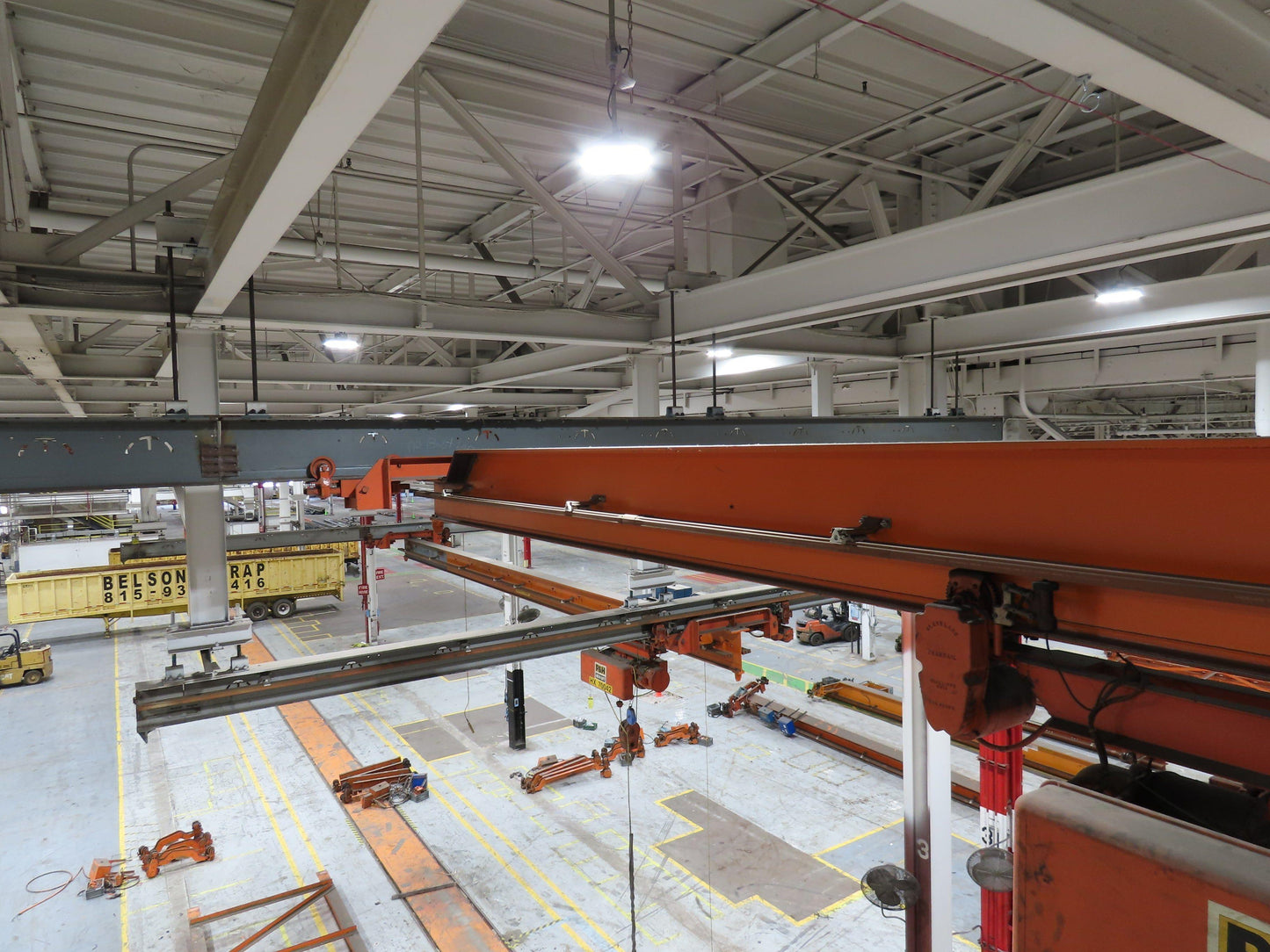 Cleveland Tramrail P&H 3 Ton Single Girder Underhung Bridge Crane 45' 10" Span