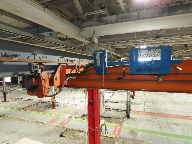 Cleveland Tramrail P&H 3 Ton Single Girder Underhung Bridge Crane 45' 10" Span