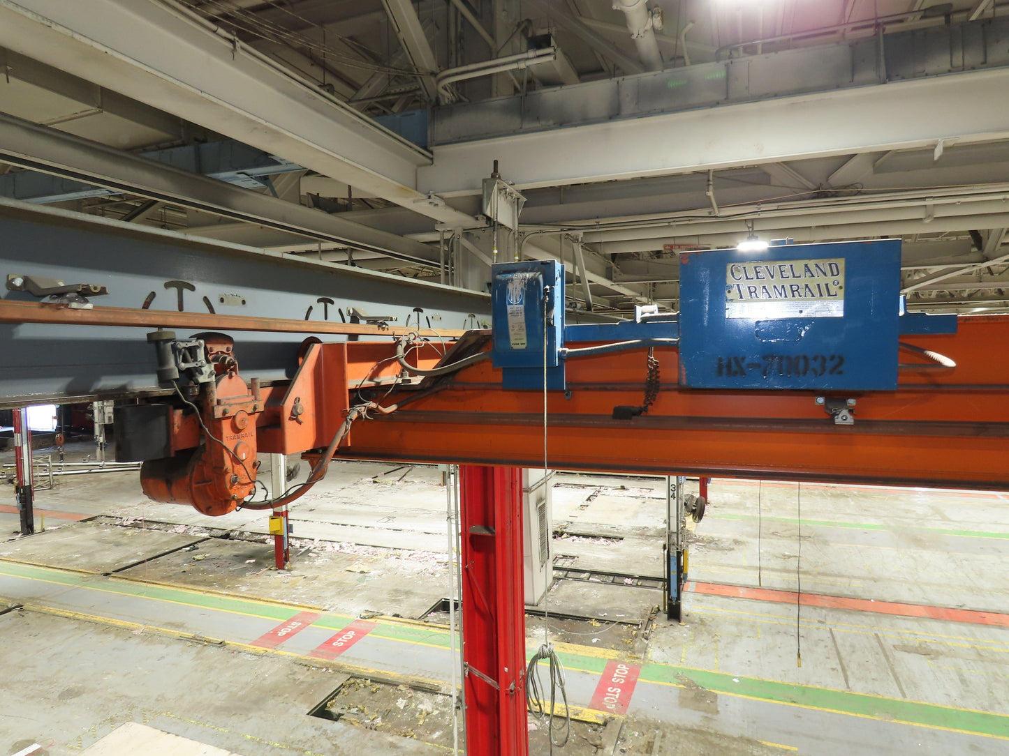 Cleveland Tramrail P&H 3 Ton Single Girder Underhung Bridge Crane 45' 10" Span
