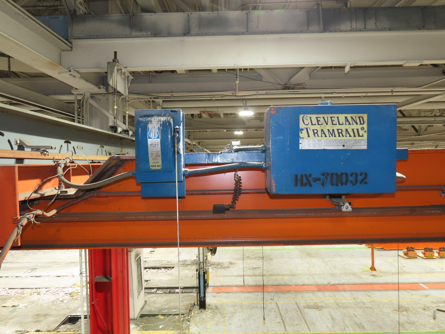 Cleveland Tramrail P&H 3 Ton Single Girder Underhung Bridge Crane 45' 10" Span