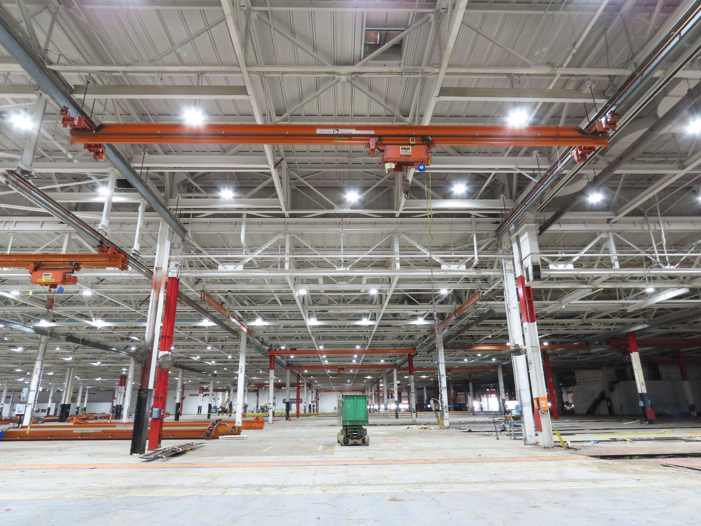 Cleveland Tramrail P&H 3 Ton Single Girder Underhung Bridge Crane 45' 10" Span