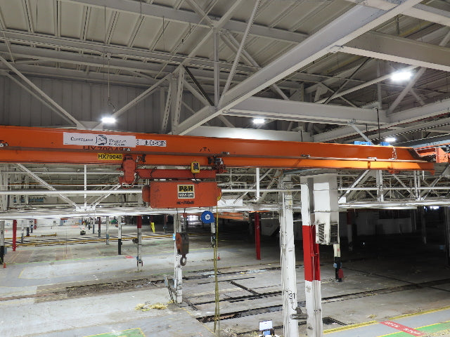 Cleveland Tramrail P&H 3 Ton Single Girder Underhung Bridge Crane 45' 10" Span