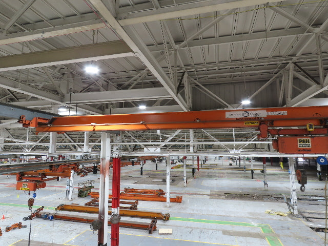 Cleveland Tramrail P&H 3 Ton Single Girder Underhung Bridge Crane 45' 10" Span