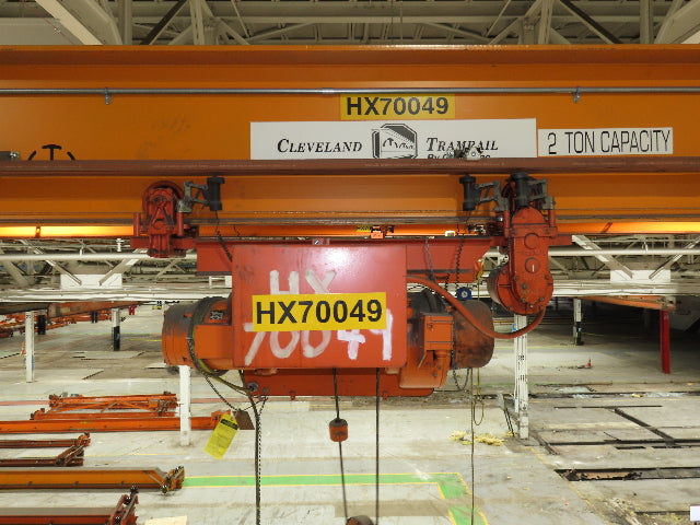 Cleveland Tramrail P&H 2 Ton Single Girder Underhung Bridge Crane 45' 10" Span