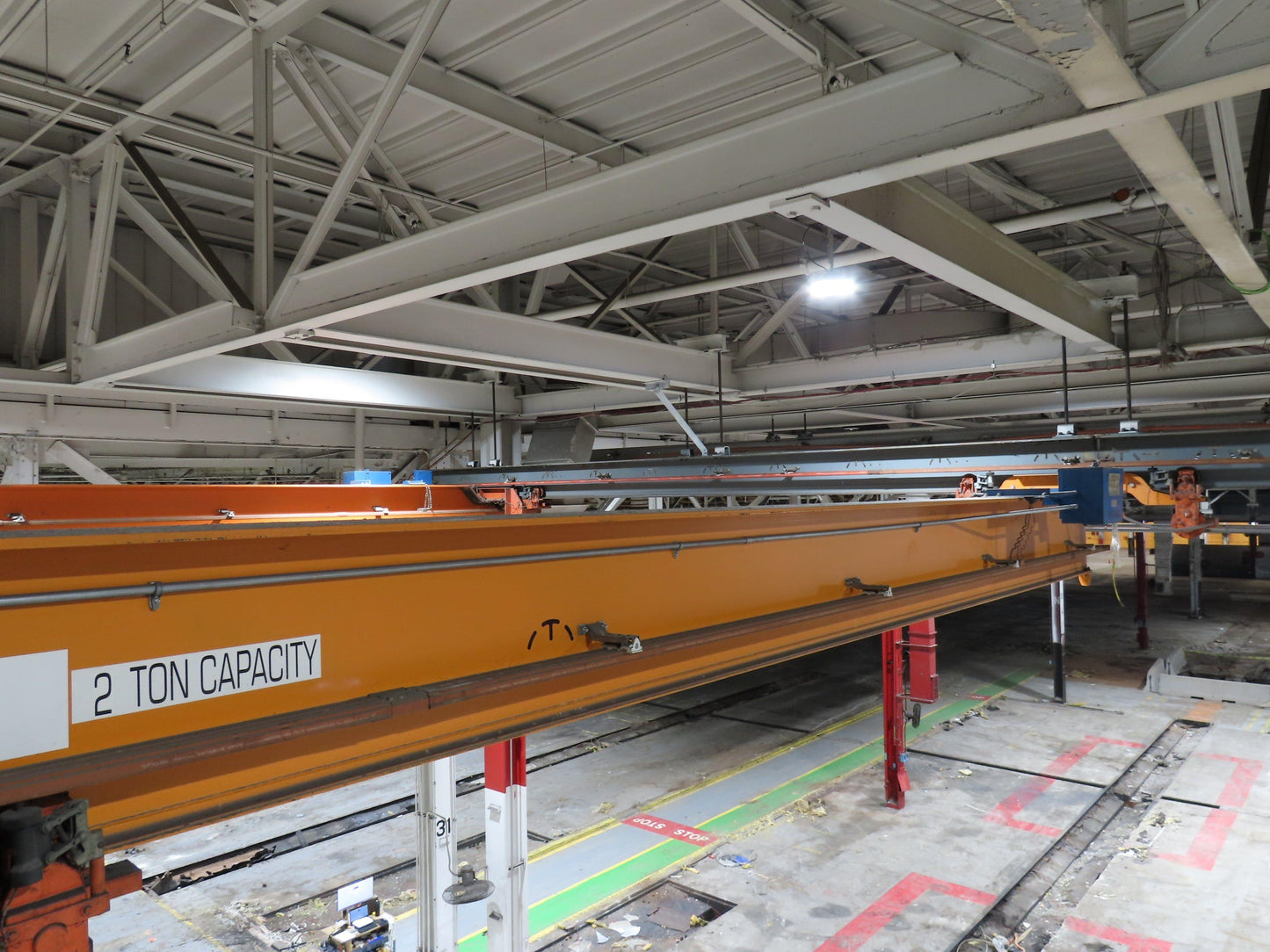 Cleveland Tramrail P&H 2 Ton Single Girder Underhung Bridge Crane 45' 10" Span