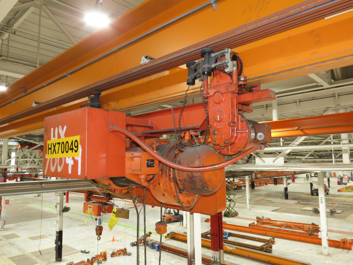Cleveland Tramrail P&H 2 Ton Single Girder Underhung Bridge Crane 45' 10" Span
