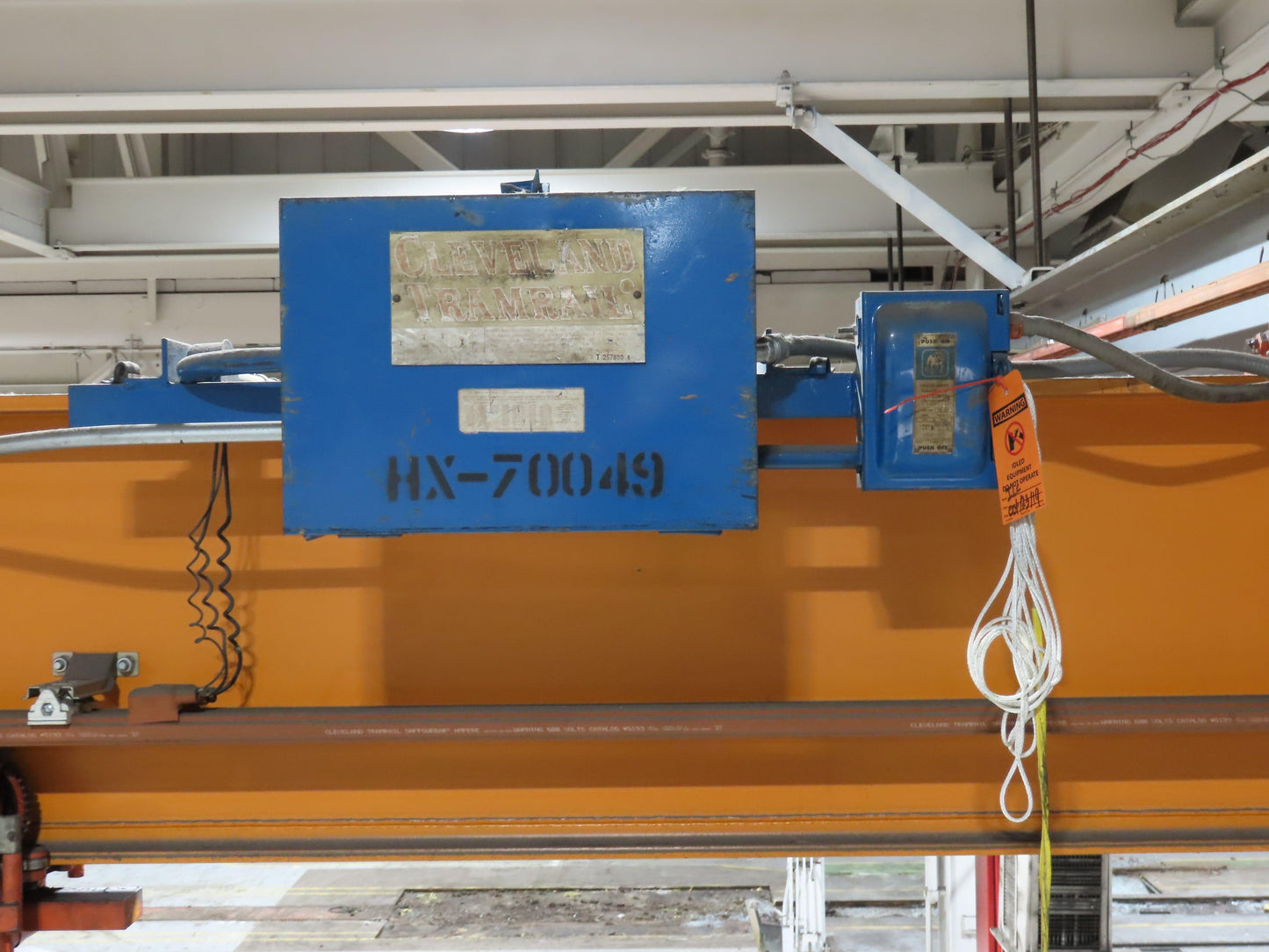 Cleveland Tramrail P&H 2 Ton Single Girder Underhung Bridge Crane 45' 10" Span