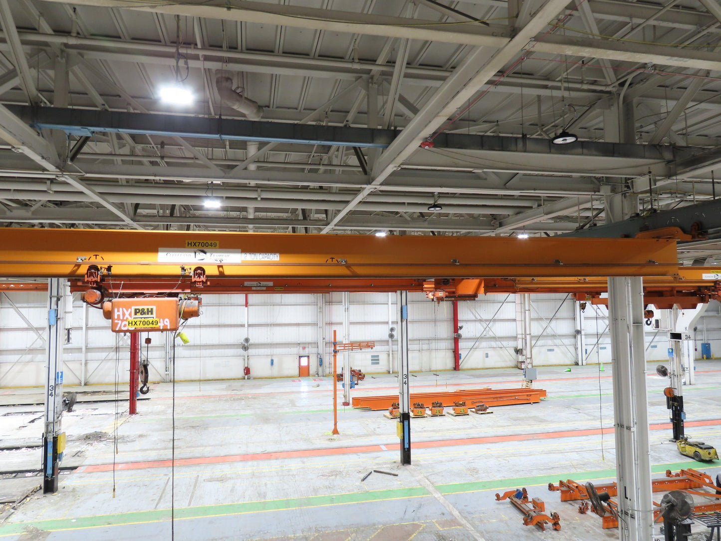 Cleveland Tramrail P&H 2 Ton Single Girder Underhung Bridge Crane 45' 10" Span